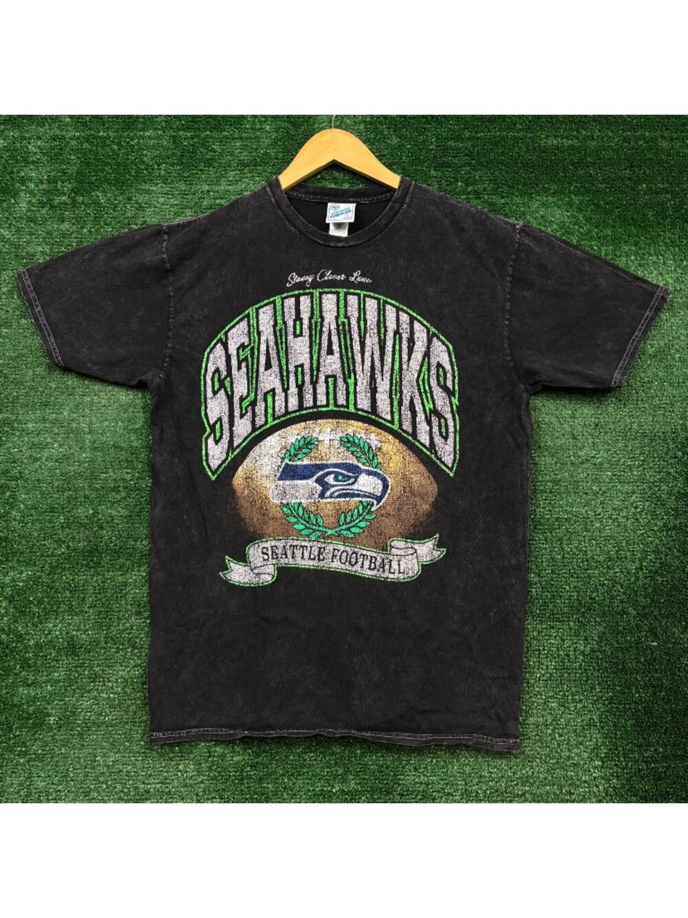 NFL Seattle Seahawks Mineral Wash Glitter T-Shirt Size Large